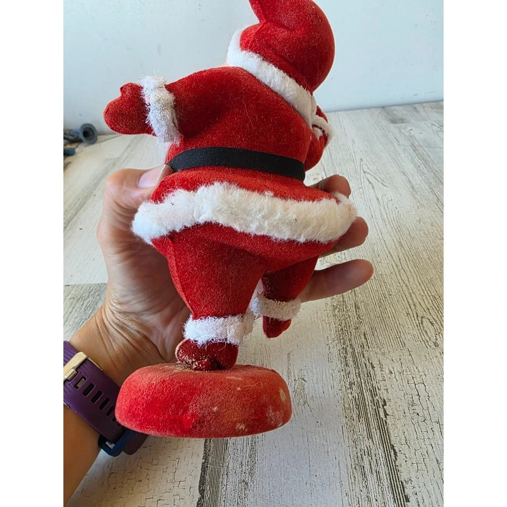 Antique felt Santa vintage standing red dancing Xmas decor